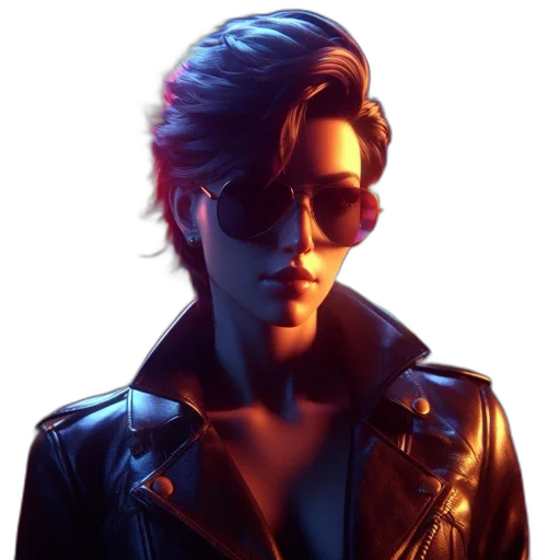 jacket, face, cyberpunk, vaporwave transparent PNG cut-out