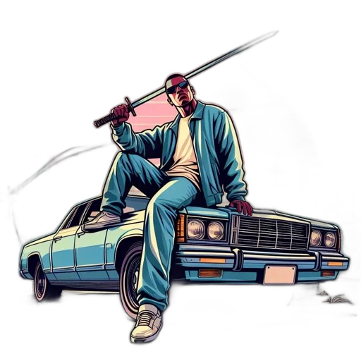 car, weapon, jacket, staff transparent PNG cut-out