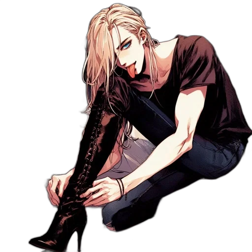 shoes, staff, weapon, hair transparent PNG cut-out