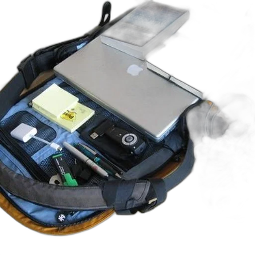 staff, cyberpunk, backpack, laptop transparent PNG cut-out