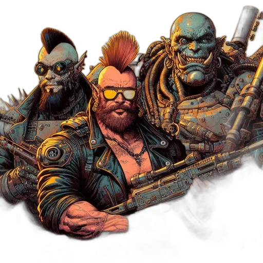 concept art, comic book art, cyberpunk, fantasy art transparent PNG cut-out