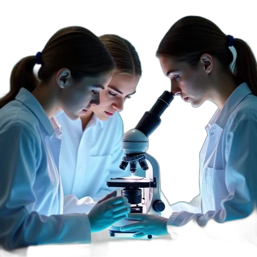 three, people, laboratory, looking transparent PNG cut-out