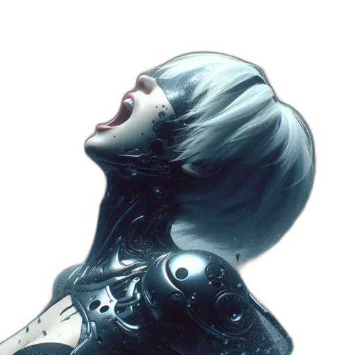 robot, face, hair, creature transparent PNG cut-out