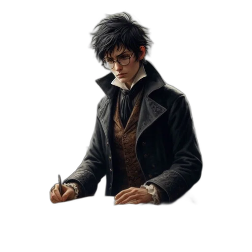 jacket, staff, face, fantasy art transparent PNG cut-out