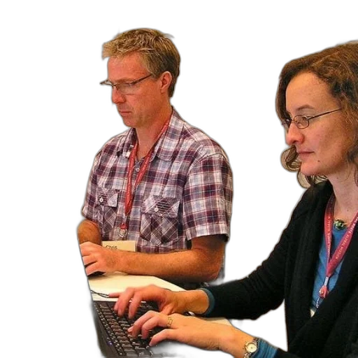 staff, man, woman, sit transparent PNG cut-out