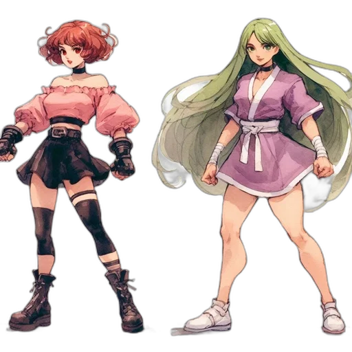 concept art, pixel art, anime, watercolor transparent PNG cut-out