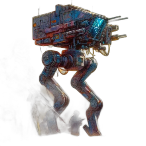 robot, weapon, concept art, cyberpunk transparent PNG cut-out