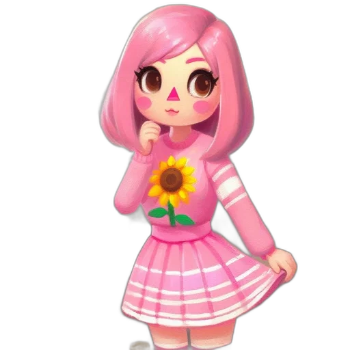 dress, flower, staff, 3d render transparent PNG cut-out