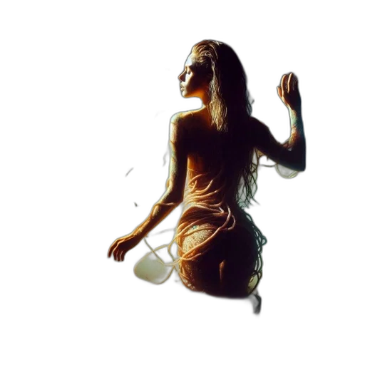 dress, hair, 3d render, concept art transparent PNG cut-out