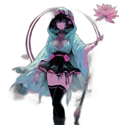 staff, dress, flower, crown transparent PNG cut-out