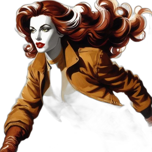hair, jacket, comic book art, concept art transparent PNG cut-out