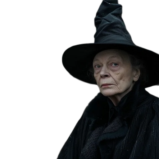 hat, staff, face, dress transparent PNG cut-out