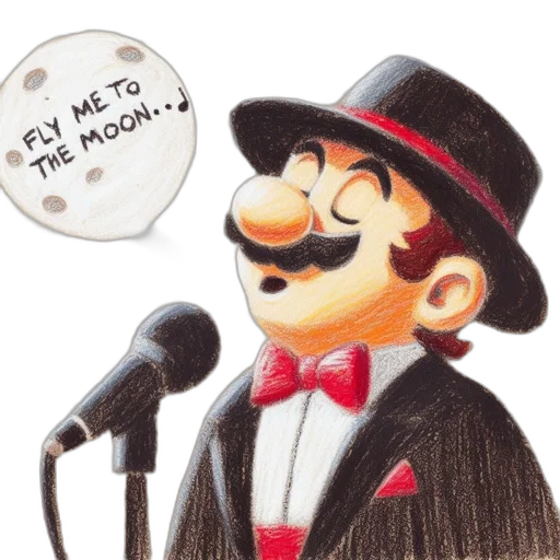 cartoon, watercolor, concept art, mario transparent PNG cut-out
