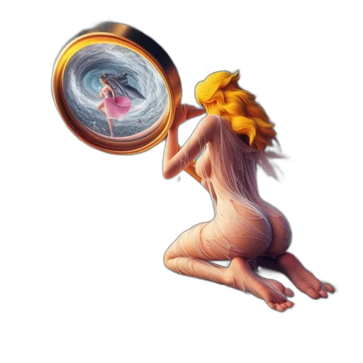 creature, dragon, hair, staff transparent PNG cut-out