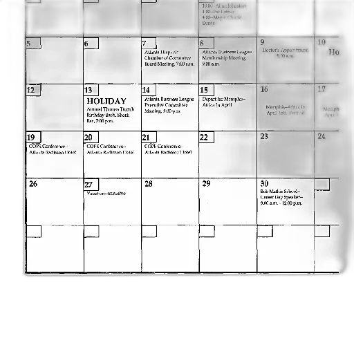 calendar, events, listed, month transparent PNG cut-out