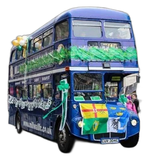 concept art, decorated, double-decker, bus transparent PNG cut-out