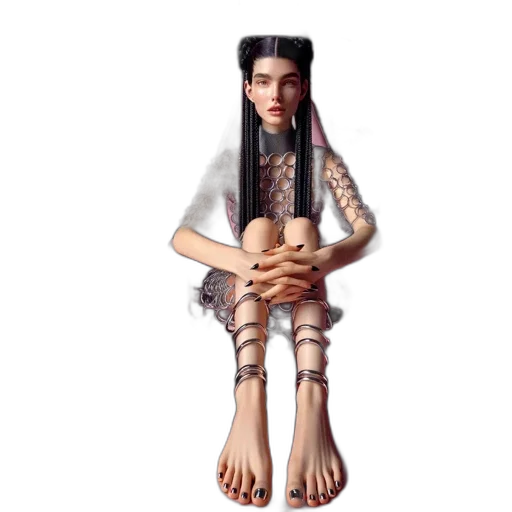 dress, jewelry, hair, shoes transparent PNG cut-out