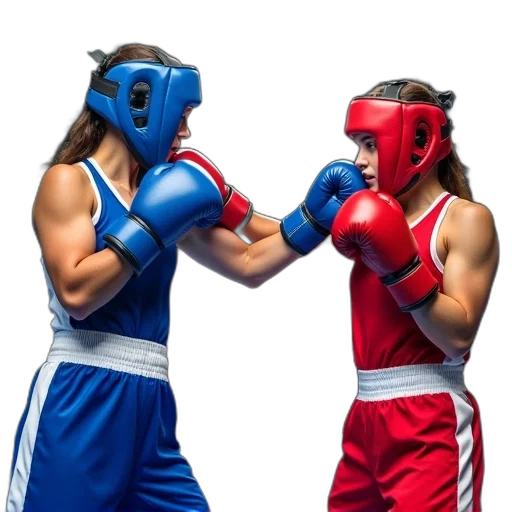 female, boxer, blue, white transparent PNG cut-out