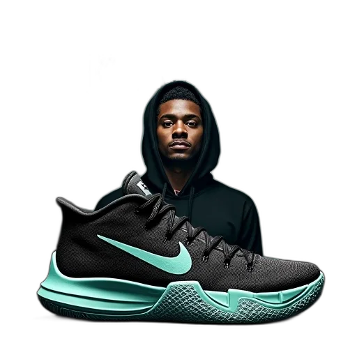 shoes, 3d render, black, teal transparent PNG cut-out