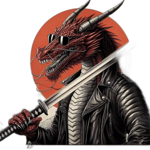 dragon, creature, sword, animal transparent PNG cut-out