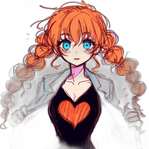 dress, hair, anime, cartoon transparent PNG cut-out