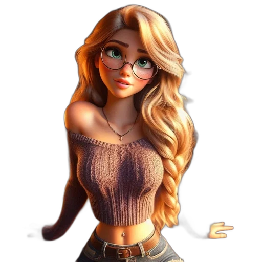 dress, jewelry, staff, hair transparent PNG cut-out