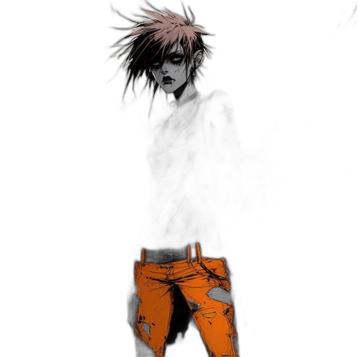 jacket, creature, weapon, hair transparent PNG cut-out