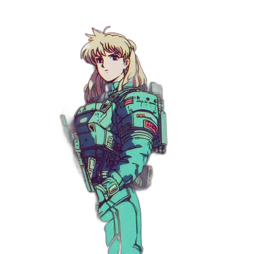 jacket, robot, weapon, staff transparent PNG cut-out