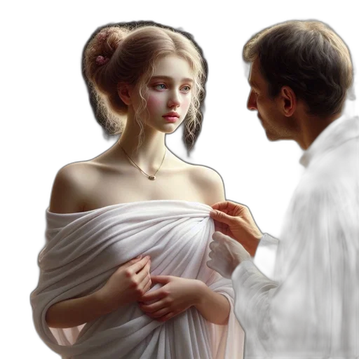dress, oil painting, photorealistic, fantasy art transparent PNG cut-out