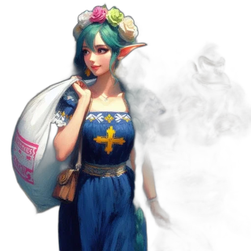 dress, staff, concept art, fantasy art transparent PNG cut-out