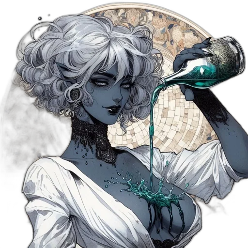 dress, staff, comic book art, fantasy art transparent PNG cut-out