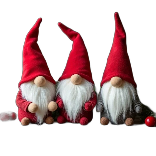 3d render, christmas, gnomes, sitting transparent PNG cut-out