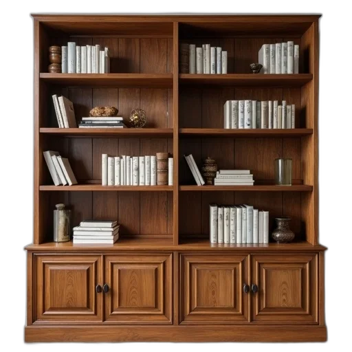 furniture, sturdy, oak, bookshelf transparent PNG cut-out