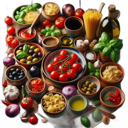 food, photorealistic, oil painting, colorful transparent PNG cut-out
