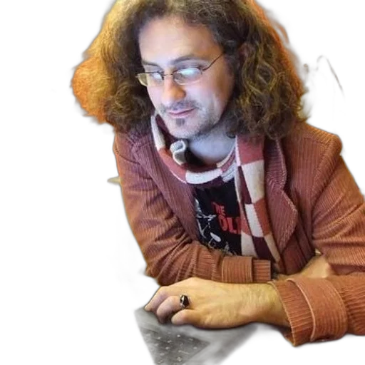 jacket, hair, staff, robot transparent PNG cut-out