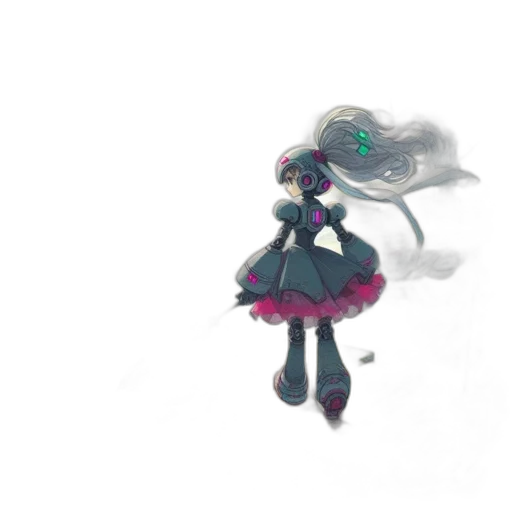 dress, robot, creature, staff transparent PNG cut-out
