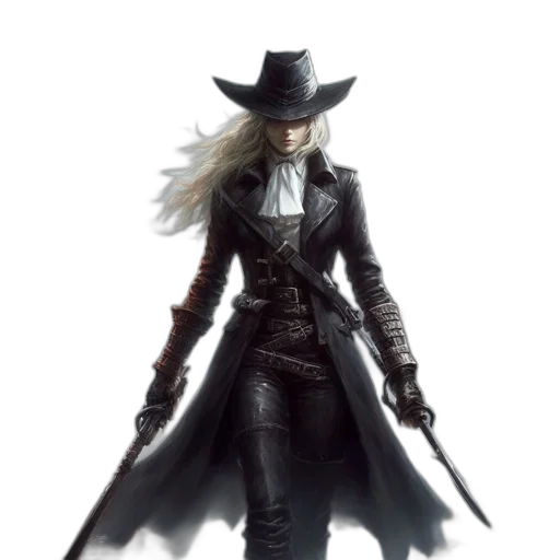 jacket, hat, weapon, staff transparent PNG cut-out