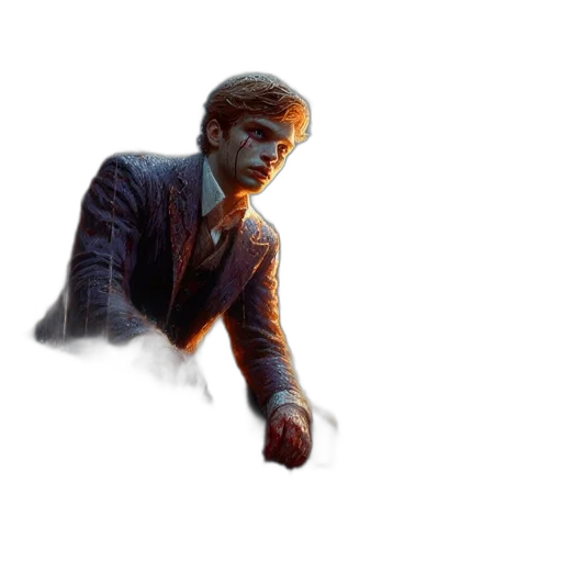 jacket, face, staff, creature transparent PNG cut-out