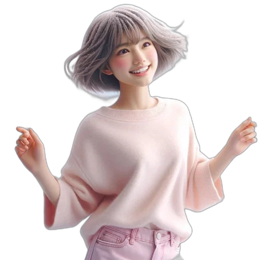 jacket, dress, hair, face transparent PNG cut-out