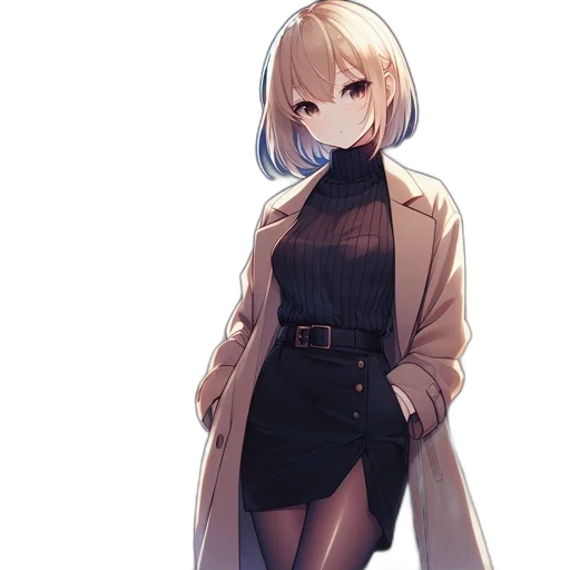 dress, jacket, staff, face transparent PNG cut-out