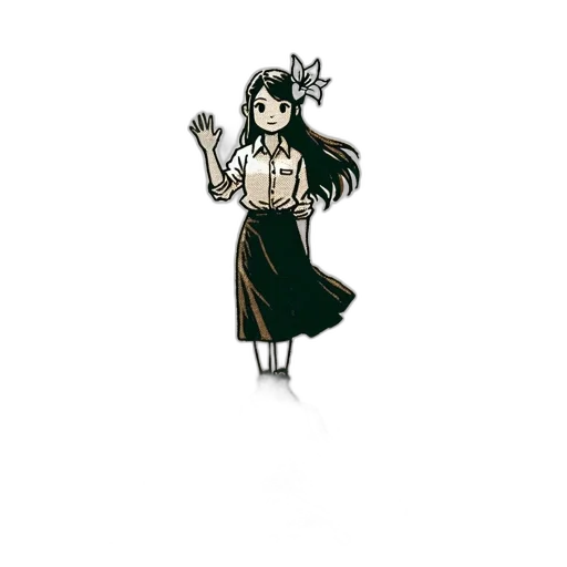 staff, dress, flower, creature transparent PNG cut-out