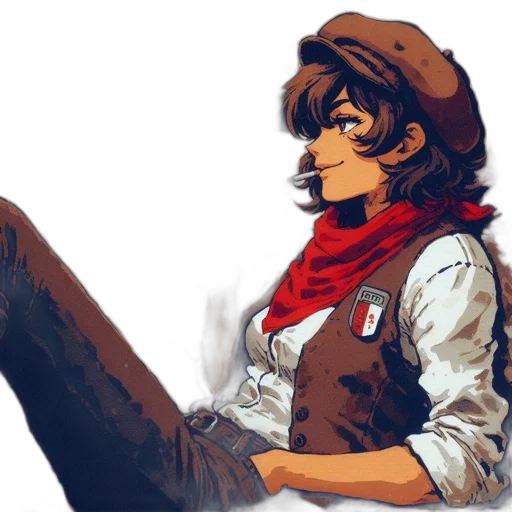 jacket, hat, staff, face transparent PNG cut-out