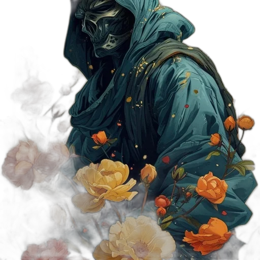 jacket, mask, flower, face transparent PNG cut-out