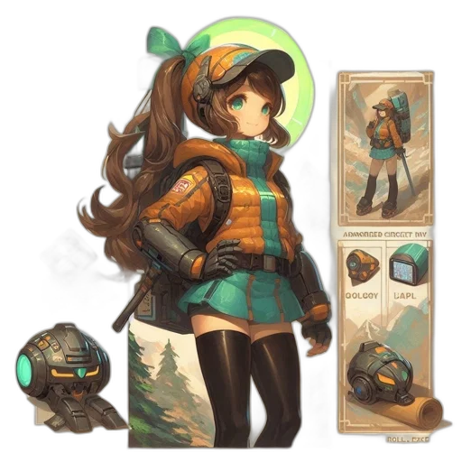 staff, jacket, hat, concept art transparent PNG cut-out