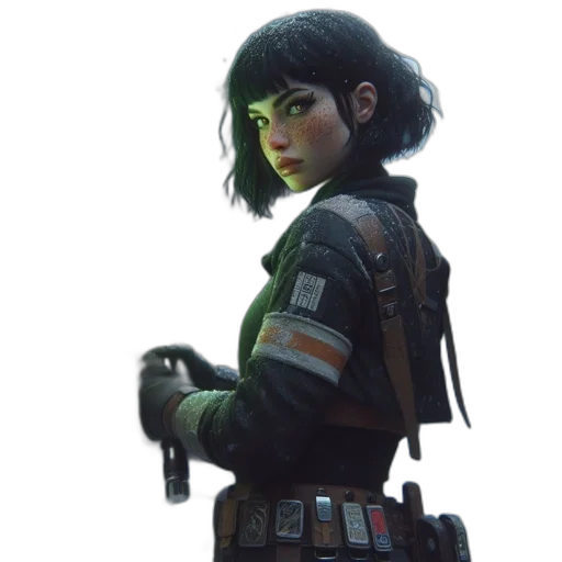 jacket, staff, weapon, face transparent PNG cut-out