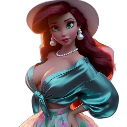 dress, jewelry, hat, fantasy art transparent PNG cut-out
