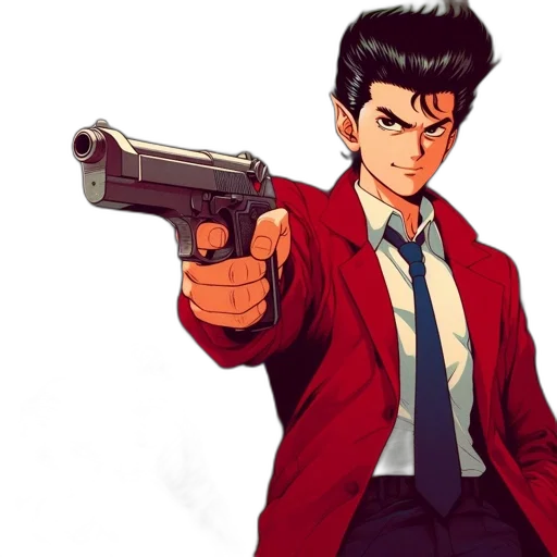 weapon, jacket, staff, anime transparent PNG cut-out