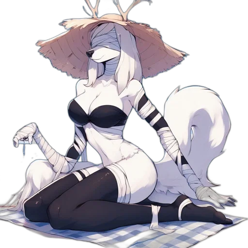 hat, dress, creature, staff transparent PNG cut-out