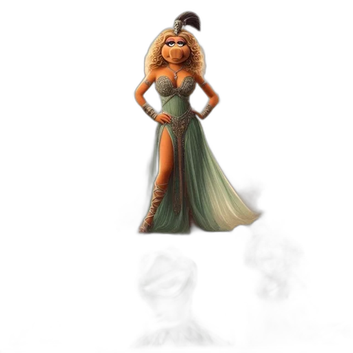 dress, jewelry, crown, staff transparent PNG cut-out