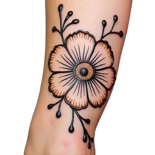 flower, photorealistic, watercolor, henna transparent PNG cut-out